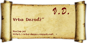Vrba Dezső névjegykártya